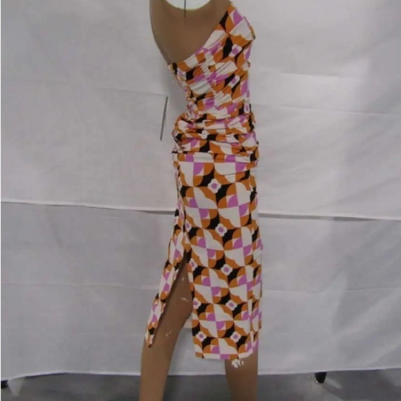 Anthropologie White/Orange/Purple/Black Neutr Mot Strapless Ruched Dress XXS NWT - Picture 7 of 11